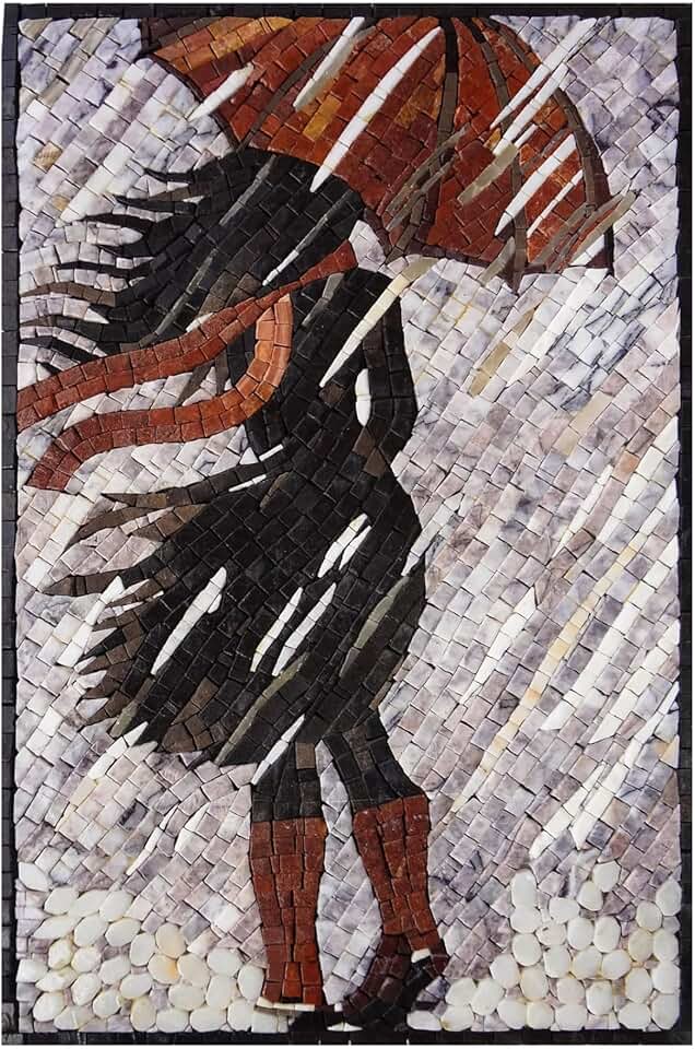Standing Against The Storm | Captivating Decoration Mural | Mosaic Mural By Mosaics Lab | Handmade Marble | This Masterpiece Is Great As Wall Art | Perfect For Any Living Space.