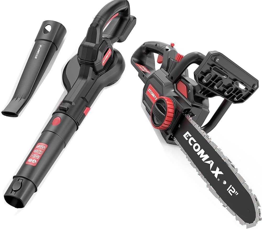 Electric Leaf Blower + 12 inch Cordless Chainsaw with Battery and Charger