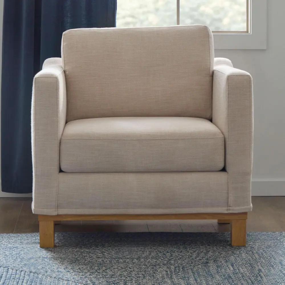 Mayview Wood Base Accent Chair, Oat