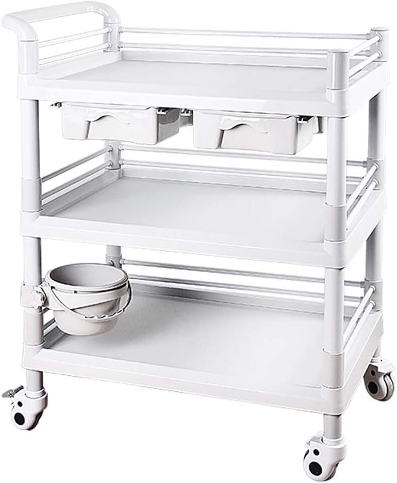 ZYFA Utility Beauty Cart,Medical Mobile Storage Trolley with Drawer, All Purpose Roller Beautician Spa Cart Spa Medical Instrument Cart,Salon SPA Tool Holder