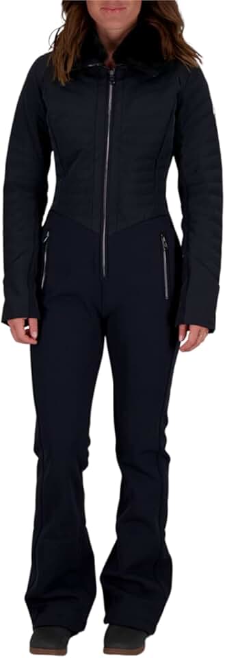 Obermeyer Katze Suit for Women - Color Block Long Sleeves With Lower Front Zipper Closure, and Comfy Winter Jumpsuit Black II 0 One Size