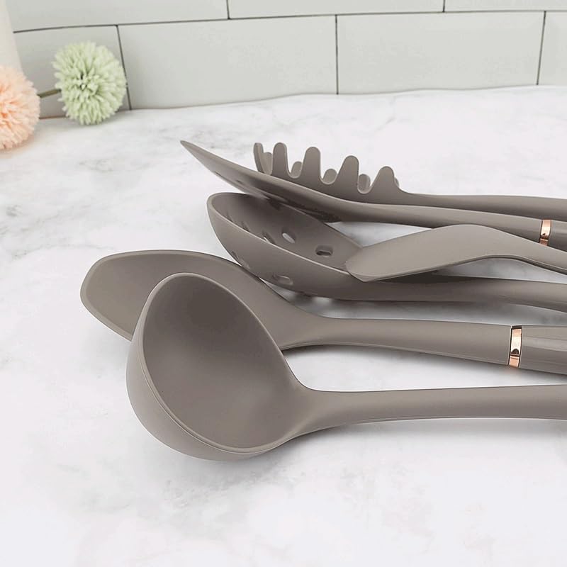 Kitchen Cookware Silicone Non-stick Cookware Cooking Tool Spatula Ladle Shovel Soup Utensils Set(D)
