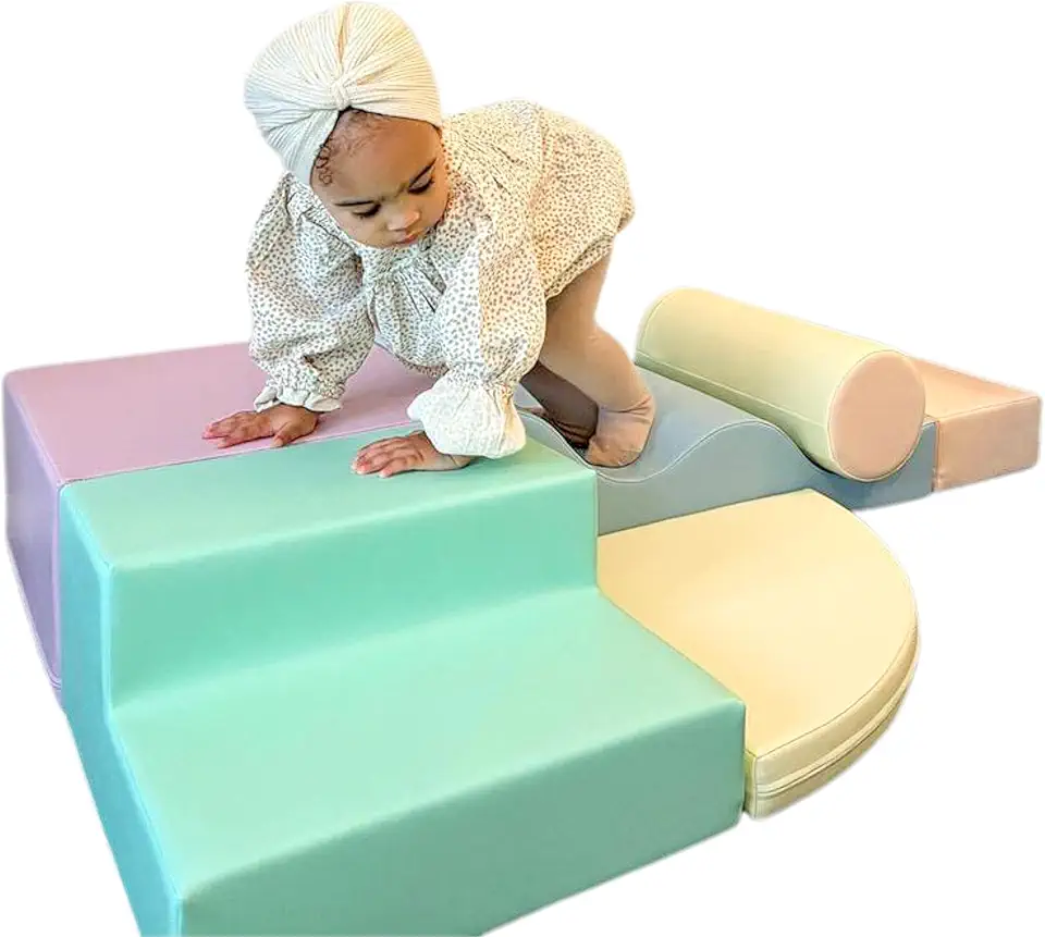 IGLU Set 28 Pastel Color Soft Play Large Foam Blocks Indoor Climbing Toys for Toddlers 1-3 Climbing Toys for 1 Year Old Indoor Playground Toddler Playground Foam Climbing Blocks for Toddlers