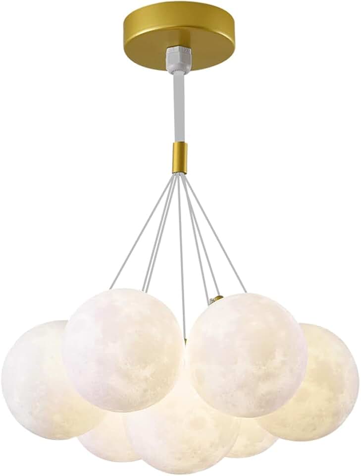 7-Light Moon Lights Fantasy Lights Personalized Planet Dining Room Chandelier，Bubble Ball Bedroom Light Fixtures for Dining Room, Kitchen Island, Hallway, Restaurant，Villa, Apartment