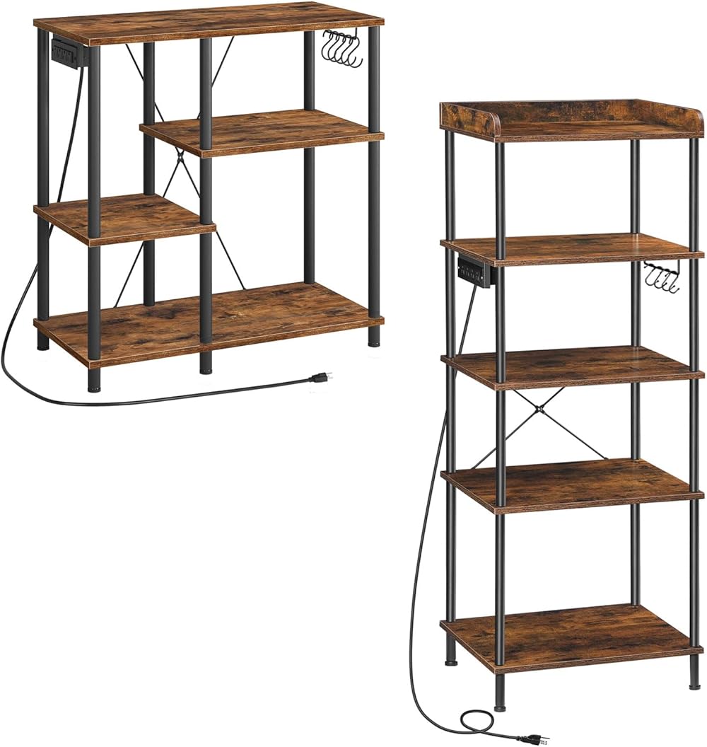 Bakers Rack with Power Outlet, Kitchen Storage Shelf Rack, BF07UHB01-BF55UHB01