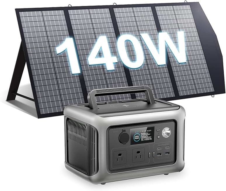 ALLPOWERS R600 Portable Power Station with SP029 Solar Panel included, 600W 299Wh LiFePO4 Solar Generator with 140W Solar Charger, UPS Battery Backup, MPPT Solar Power for Camping RVs Home