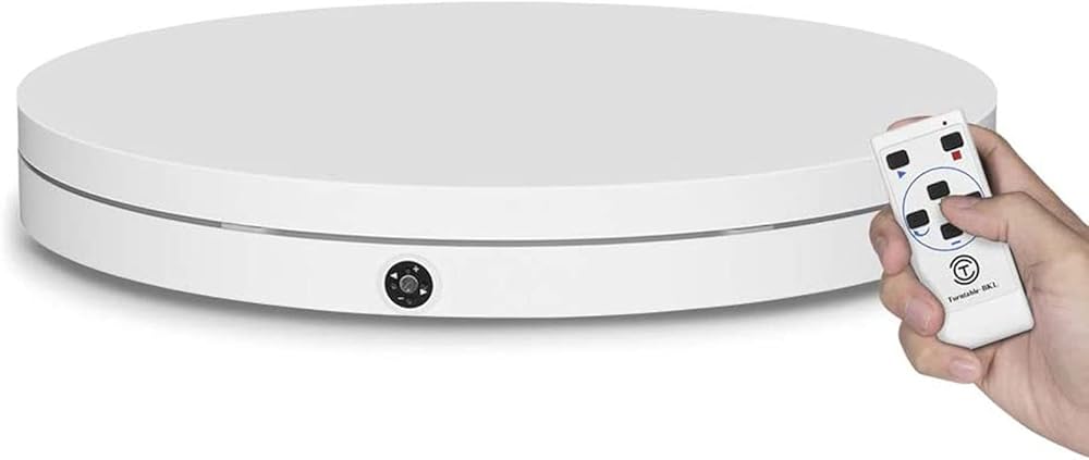 White 60cm 360 Degree 3D Remote Control Adjustable Speed Direction Electric Rotating Shooting Table for Photography Load 110kg