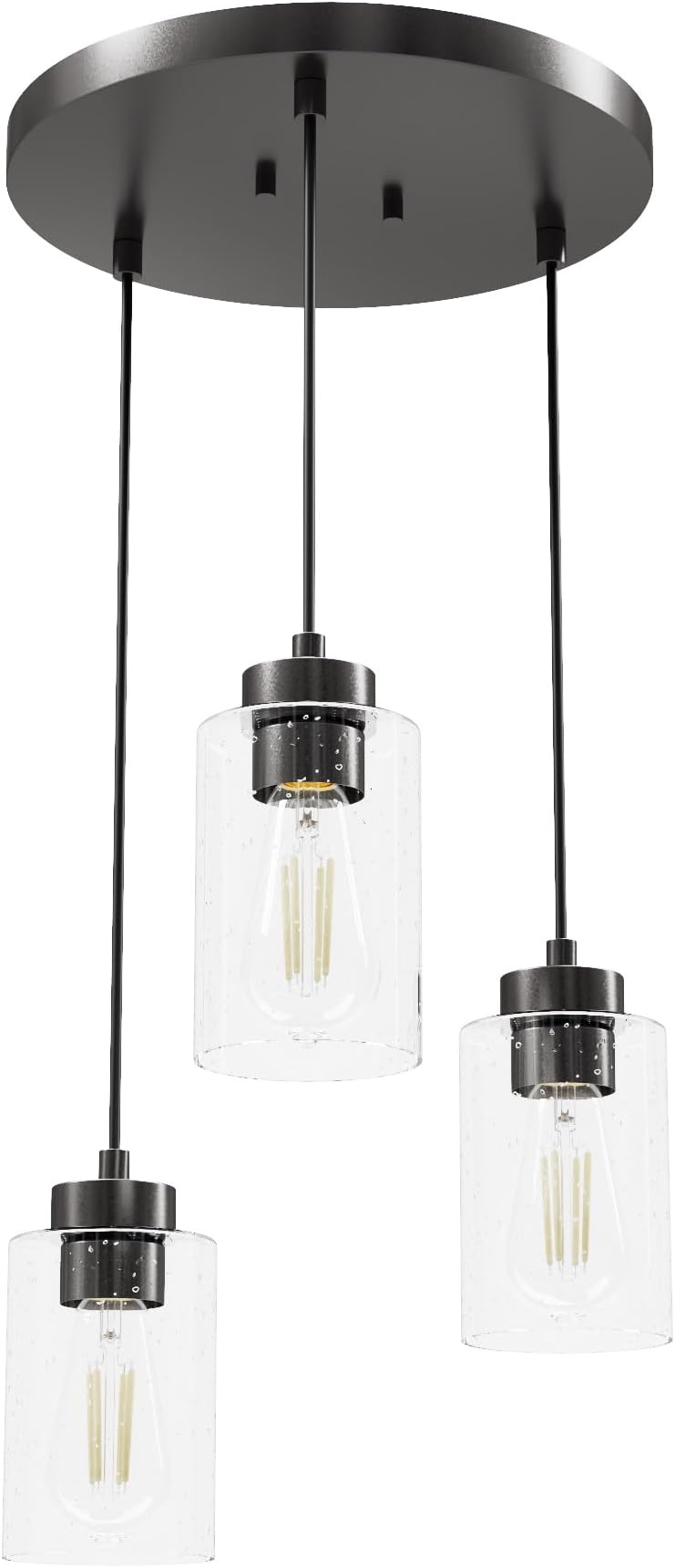 Hunter - Hartland 3-light Noble Bronze, Small Cluster Light, Dimmable, Transitional Style, Round Shaped, for Bedrooms, Kitchens, Dining, Living Rooms - 13064