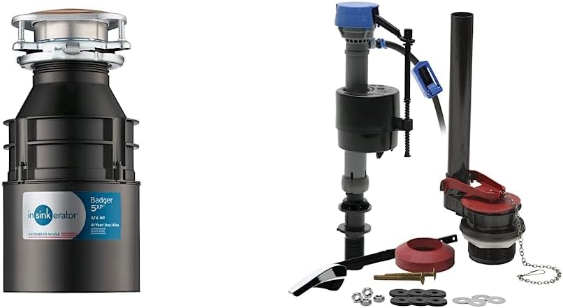 InSinkErator Garbage Disposal, Badger 5XP, Power Series, 3/4 HP Continuous Feed, Black & Fluidmaster 400ARHRKP10 PerforMAX Universal High Performance All in One Repair Kit