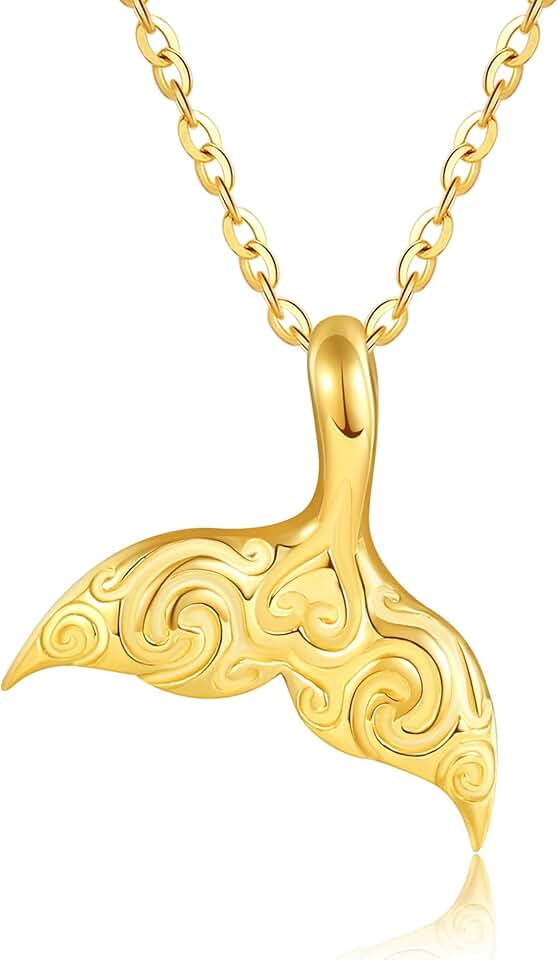 14k Soild Gold Orca/Whale Tail Necklace Ocean Pendant Necklaces For Women Girls Christmas Gifts