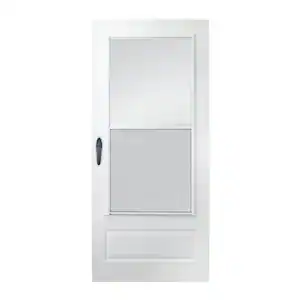 Andersen 200 Series 36 in. x 80 in. White Universal 3/4 Light Mid-View Aluminum Storm Door with Black Handle Set