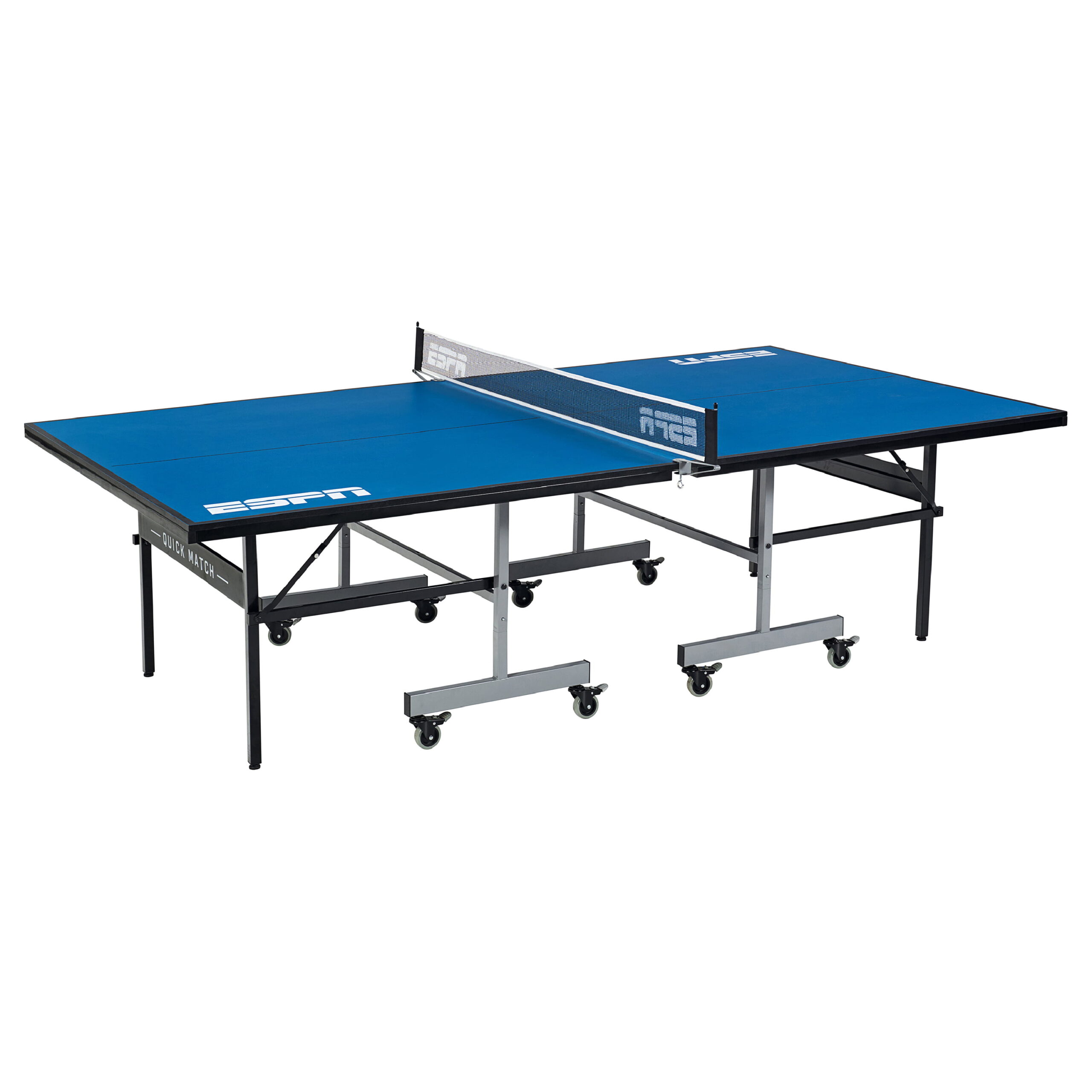 ESPN Official Size 2 Piece 15mm Indoor Quick Match Table Tennis Table, Blue