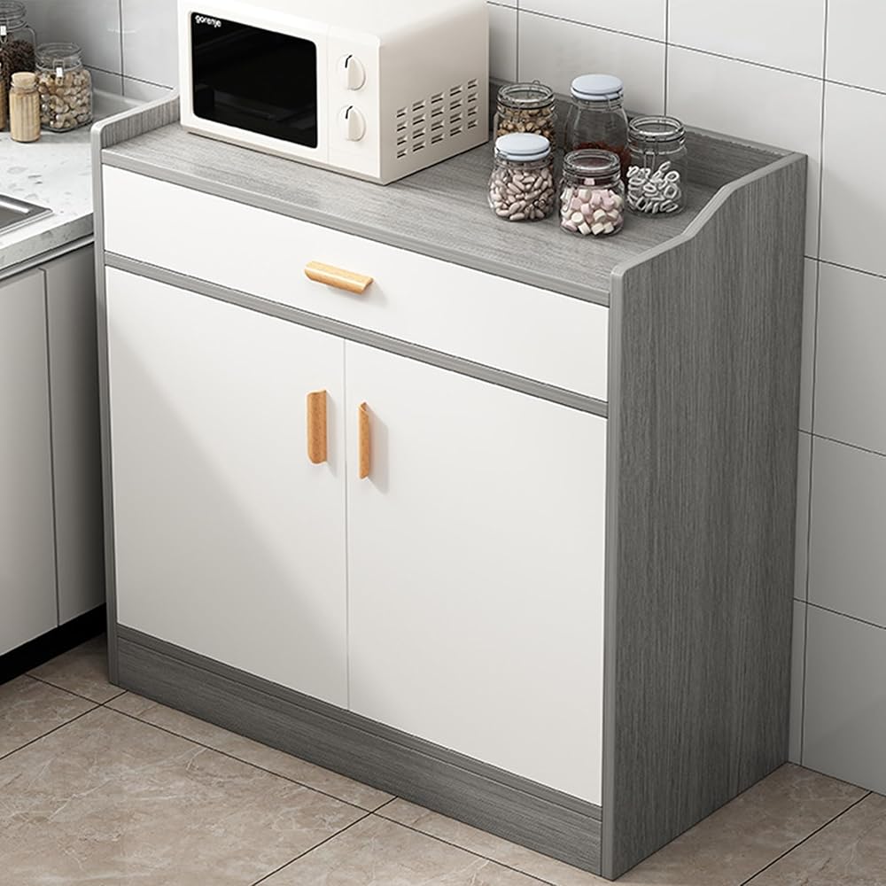 Dining cabinet with storage cabinet Kitchen cabinet with 3 drawers and 3 doors wooden Coffee bar buffet table console cabinet door for kitchen dining room (oak color)(Gray,23.6*39.3*14.1in)