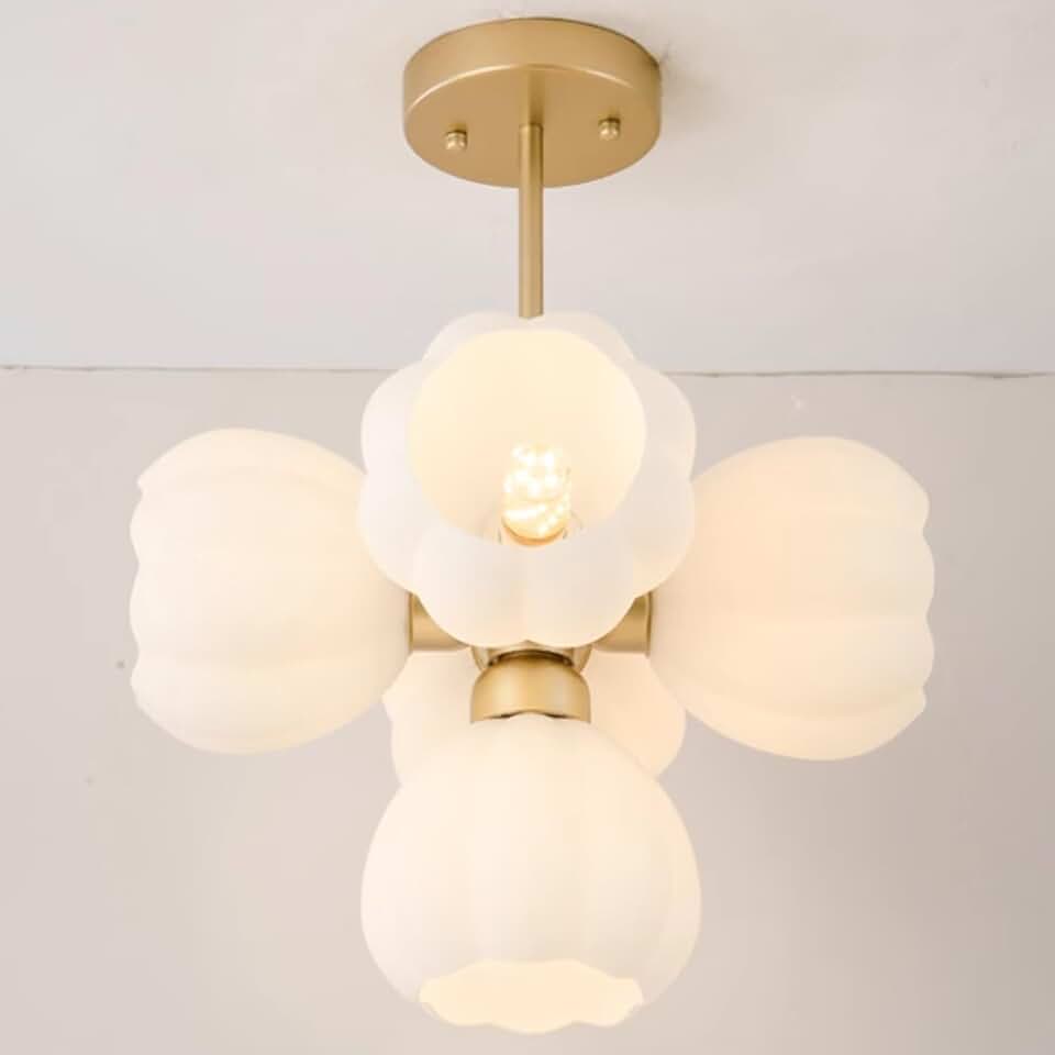 Modern Glass Chandelier E27/E26 Base Metal Ceiling Hanging Lamp Interior Living Room Bedroom Suspended Light Fixture,Kitchen Decoration Light Fixtures/11.8Inch