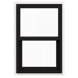 JELD-WEN 24 in. x 36 in. V-4500 Series Black Exterior/White Interior FiniShield Single-Hung Vinyl Window w/Fiberglass Mesh Screen