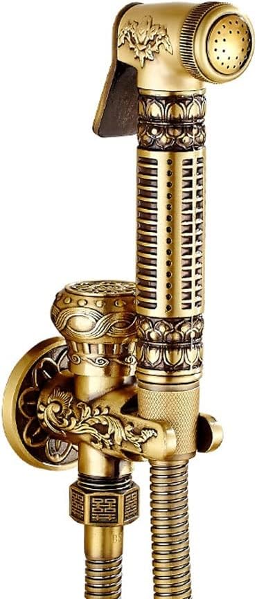 Antique Bathroom Bidet Faucet Exquisite Carved Hand Sprayer Toilet Clearing Shower Mop Tap(D)