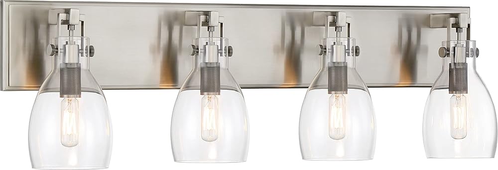 Minka Lavery 2274-84B Tiberia Clear Glass Bath Vanity Wall Mount, 4-Light 240 Total Watts, 9