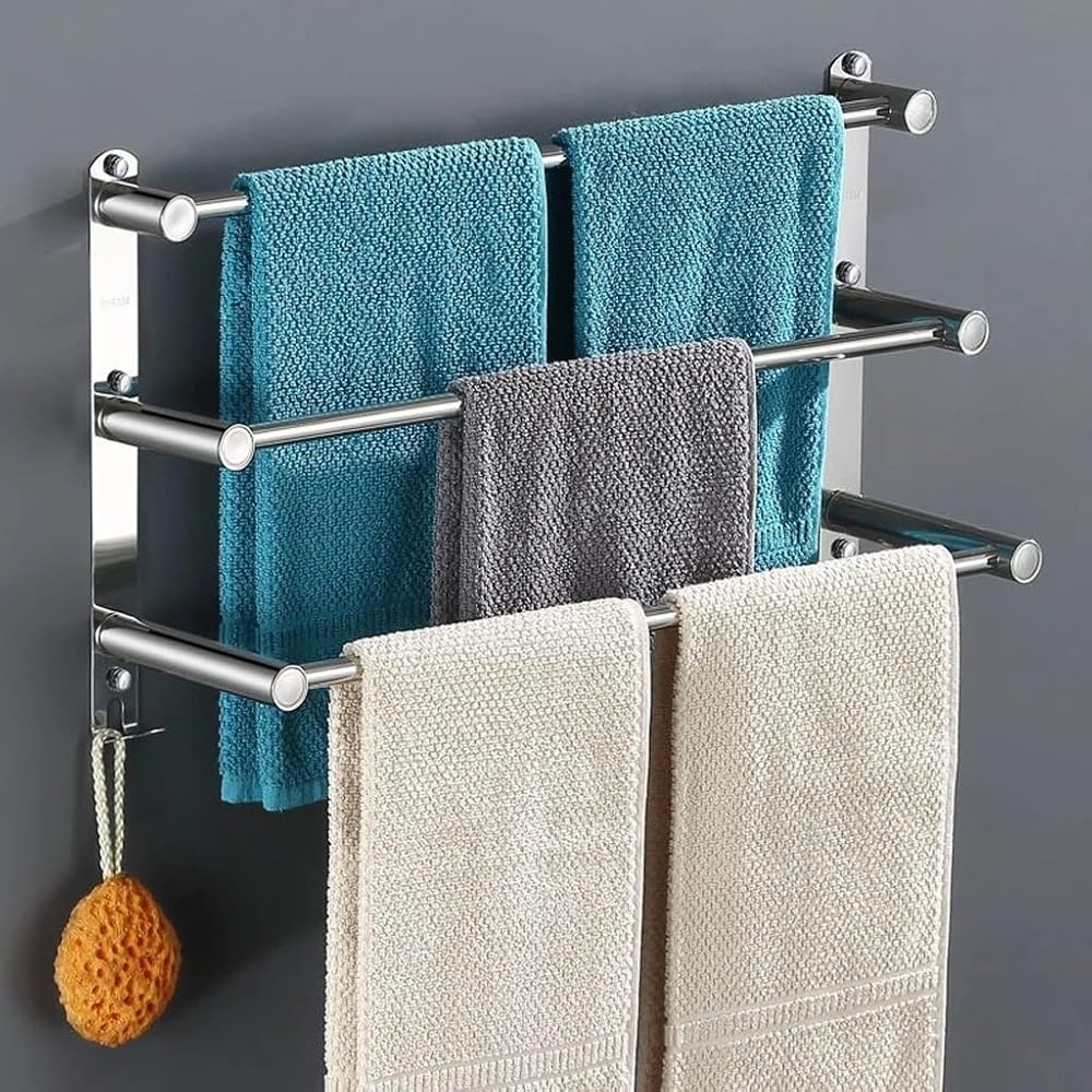 Towel Rack Bathroom Towel Bar Wall-Mounted Towel Holder Bathroom Storage Organizer