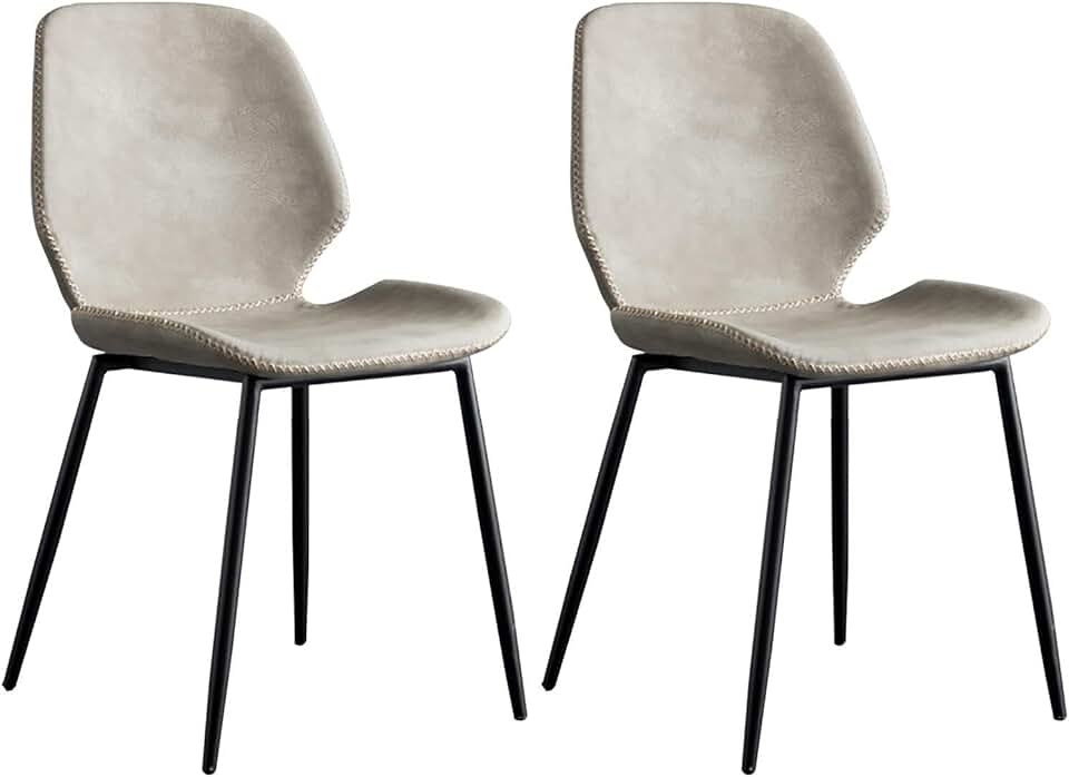 Dining Chairs Kitchen Chairs Soft Comfortable Durable Leisure Chair Meal Chairs 2Pcs Leather Cushion Lace Back Chair Metal Legs Living Room Bedroom Side Chairs Sitting Height 43Cm/a/One Size