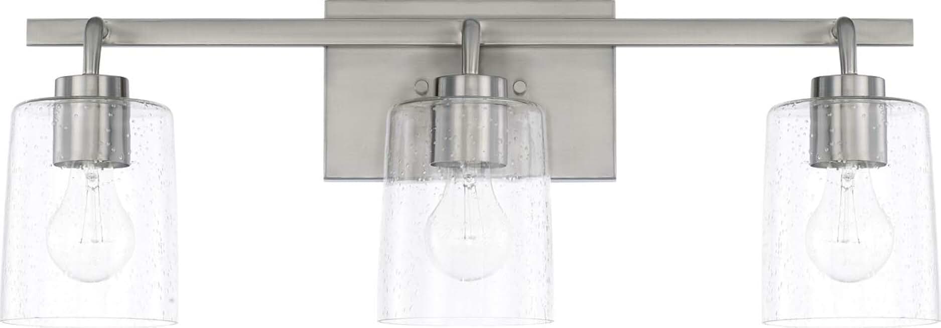HomePlace Lighting 128531BN-449 Greyson Urban/Industrial Clear Seeded Glass Bathroom Vanity Wall Light, 3-Light 300 Total Watts, 9