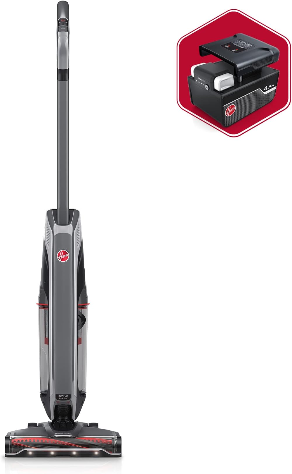 Hoover ONEPWR Evolve Pet Elite Cordless Upright Vacuum Cleaner, for Carpet and Hard Floor, Portable and Lightweight, Superior Suction with Tangle Guard Brush Roll, BH53801V, Black