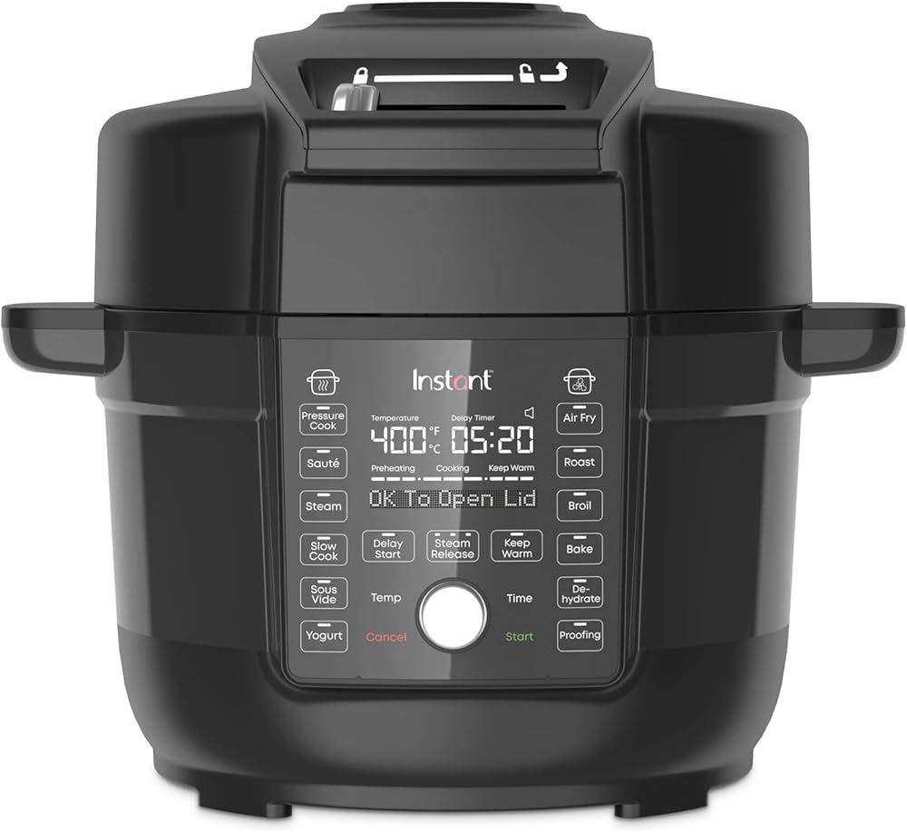 Pot Duo Crisp Ultimate Lid, 13-in-1 Air Fryer and Pressure Cooker Combo, Sauté, Slow Cook, Bake, Steam, Warm, Roast, Dehydrate, Sous Vide, & Proof, App With Over 800 Recipes, 6.5 Quart, Black