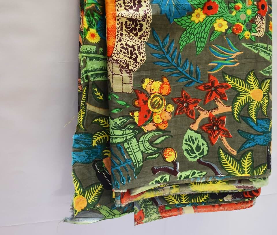 Scrren Print Dressmaking by The Yard Fabric 100% Cotton Floral Print Fabric for Sewing Crafting Ethnic Running Natural Dye Sanganeri Indian Fabric by The Yard 532 (50 Yard pre Cut)