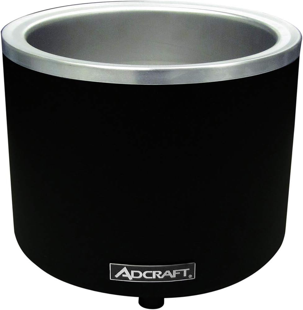 FW-1200WR/B Countertop Soup Warmer with Thermostatic Controls, Food Cooker, Black Stainless Steel, 1200-Watts, 120v,7 quarts