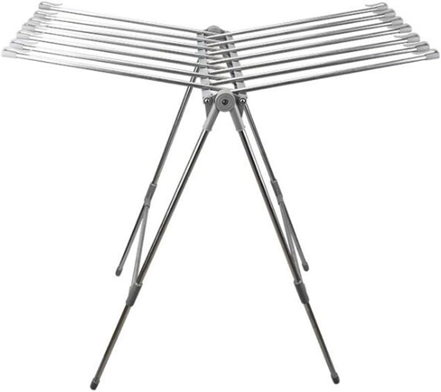 Stainless Steel Multifunctional Hanger Foldable Clothes Drying Rack Floor Stand Towel Rack Laundry Racks, 1, White-fruit Peach5, DNSS-0926