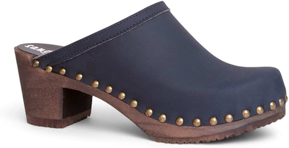 Swedish High Heel Wooden Clog Mules for Women
