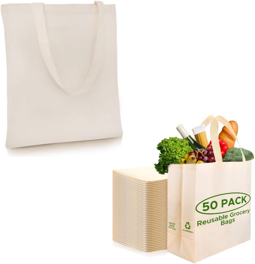 Simply Cool Cotton Beige Reusable Tote Bags 13