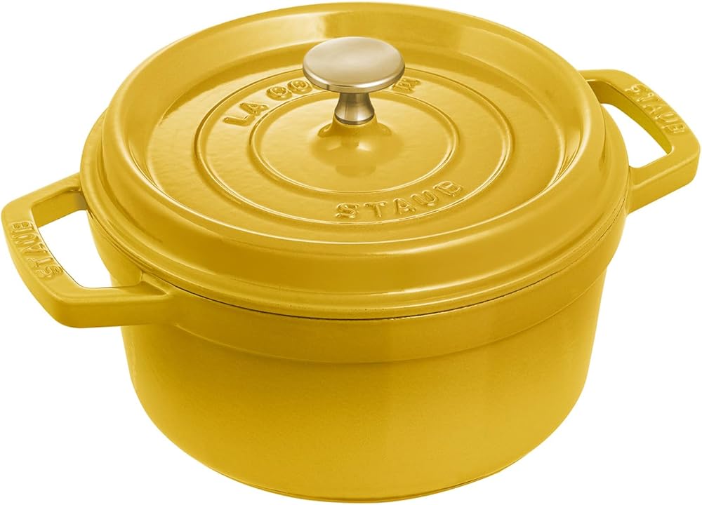 staub La Cocotte Round Citron Z1029-170 Pico Cocotte Round Citron 7.9 inches (20 cm) Both Handed Cast Enameled Pot, Induction Compatible, Genuine Product in Japan with Serial Number