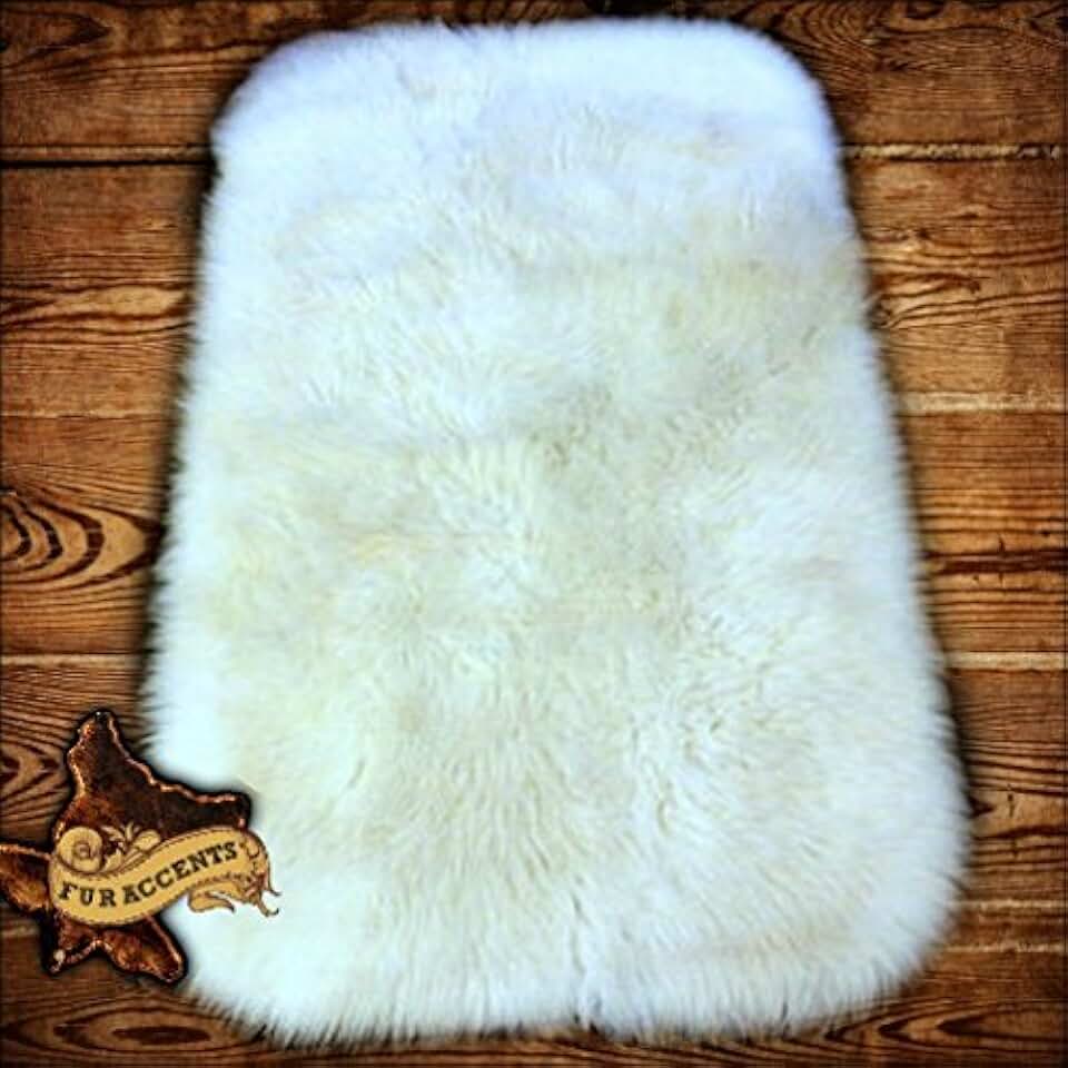 Fur Accents Faux Sheepskin Accent Rug/Runner/Off White/You Pick You The Size You Want/Rectangle with Rounded Corners/New (Off White, 5'x7')