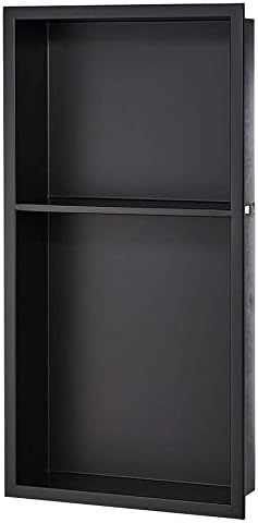 Bathroom Niche | Matt Black Stainless Steel Shower Niche With Integrated Slope | Shower Recessed Storage Organizer With Shelf (60/40) | Easy Install | No Tiling | 13.25