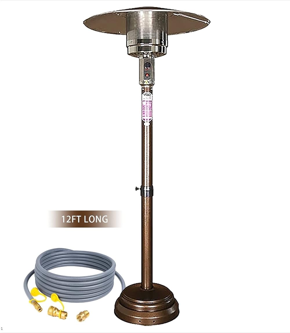 Patio Heater,Outdoor Heater For Natural Gas Adjustable Height,Between 140-200cm(55-78in),Includes 12 Ft- Long Natural Gas Hose,Passed cETL Certification,This Allows You To Have A Party With Frie