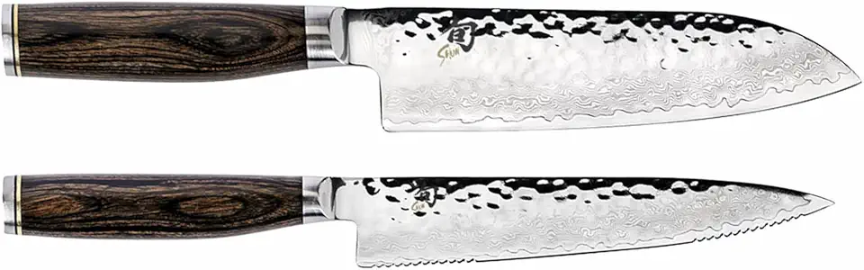 Shün Premier 2-piece Knife Set, 7-inch Santoku Knife and 6½-inch Serrated Utility Knife