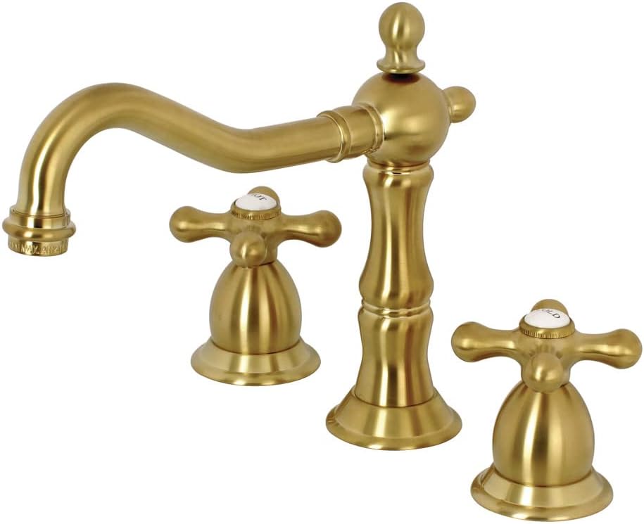 Kingston Brass KS1977AX 8 in. Widespread Bathroom Faucet, Brushed Brass, 8 x 7.56 x 7.44