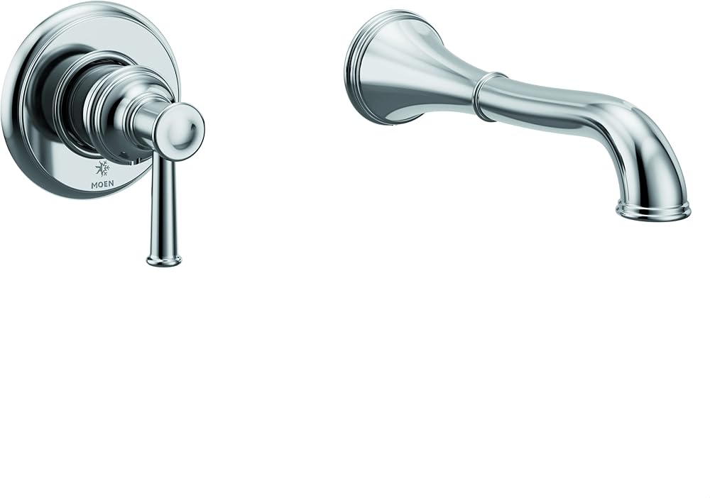 Moen WT9021 Belfield Single Handle Wall Mount Filler High Flow Tub Faucet with 10