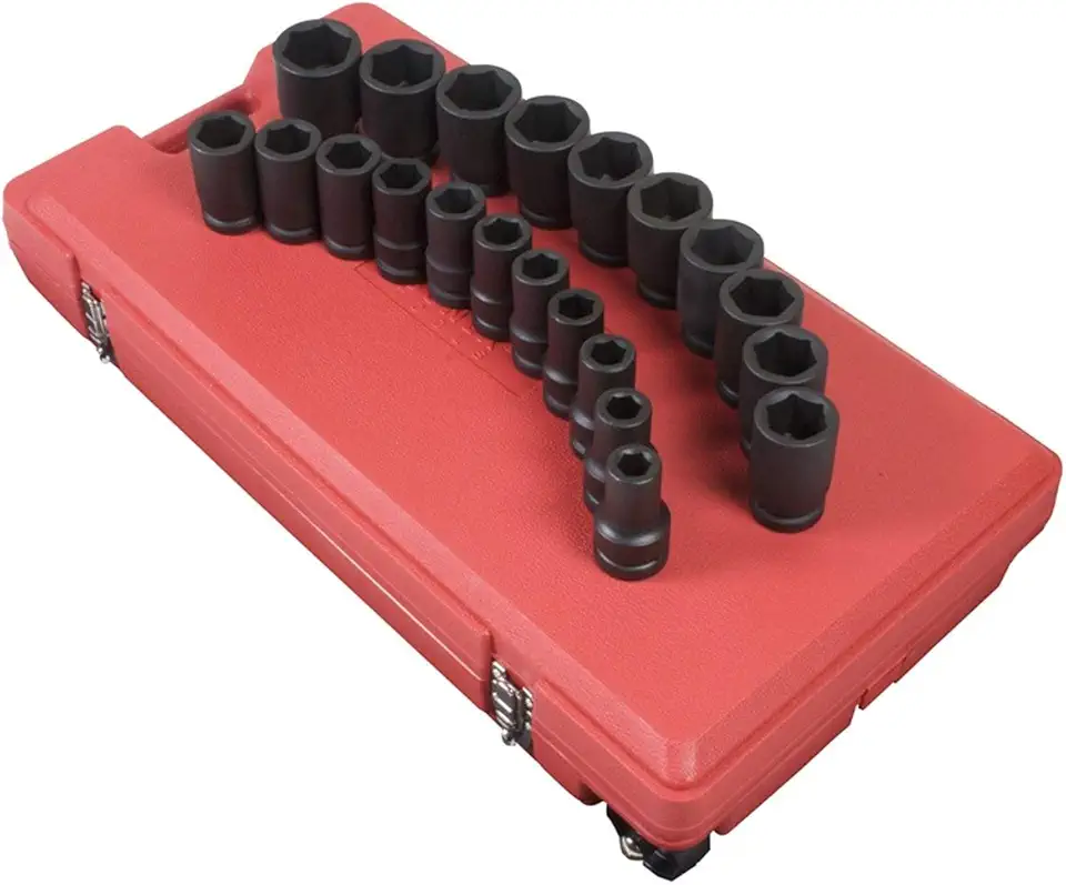 SUNEX TOOLS 5693 1-Inch Drive SAE Deep Impact Socket Set, 21 piece