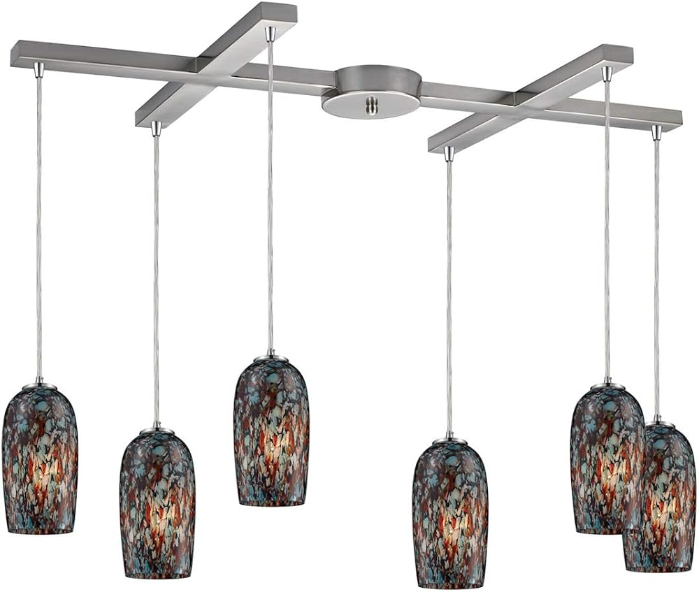31147/6 Collage Six Light Pendant, Satin Nickel