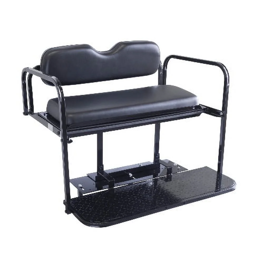 GTW Flip Folding Rear Back Seat Kit for Club Car Precedent Golf Cart |Black Cushions|2004 - up