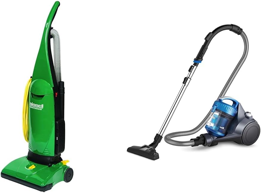 Bissell BigGreen Commercial PowerForce Bagged Lightweight, Upright, Industrial, Vacuum Cleaner & Eureka Whirlwind Bagless Canister Vacuum Cleaner, Lightweight Vac for Carpets and Hard Floors, Blue