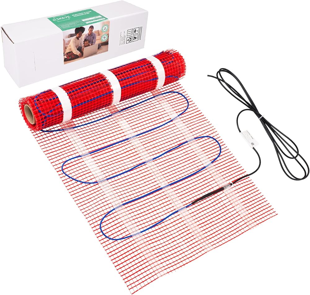 Electric Floor Heating System - 7-Day Home Radiant Floor Heating System for Tile, Wood, Laminate Floors - Accessories Included - 9.8ft Power Cable, 35-sq.ft Heated Floor Mat