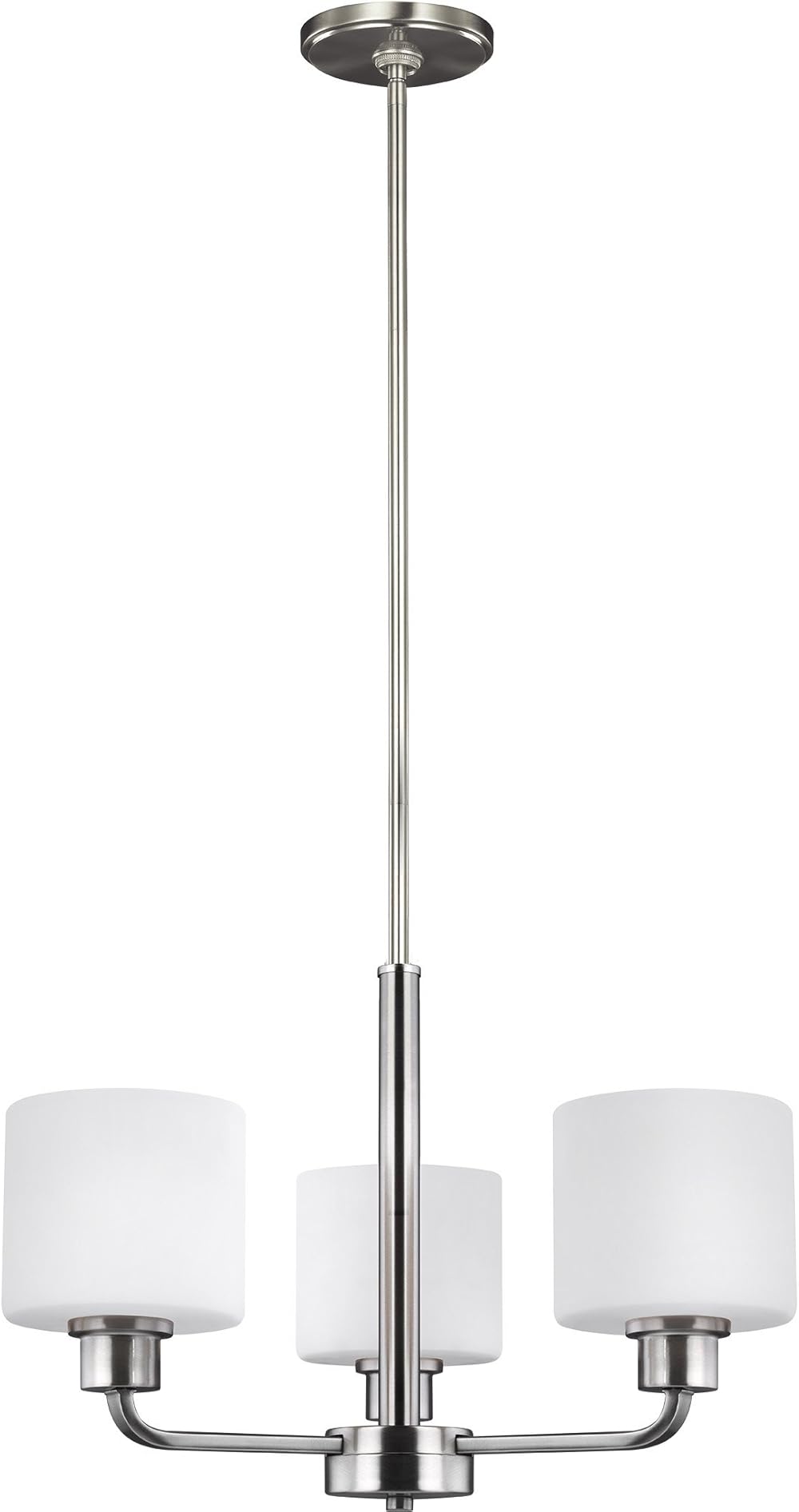 Sea Gull Lighting Generation 3128803-962 Contemporary Modern Three Light Chandelier from Seagull-Canfield Collection in Pewter, Silver Finish, Brushed Nickel