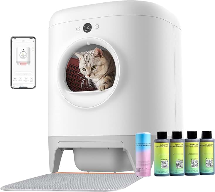 PETKIT PuraX Self-Cleaning Litter Box, Scooping Free and Automatic for Multiple Cats with Mat, xSecure/Odor Removal/APP Control