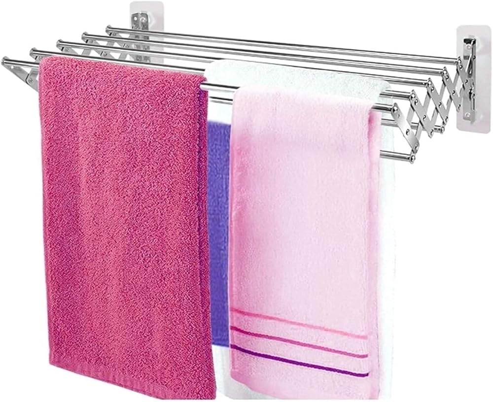 Clothes Drying Rack Laundry Room Wall Mounted Laundry Hanger Folding Wall Coat Racks Retractable Airer with Hooks Bathroom Towel Rack Easy Storage (Size : 90cm/35.4in)