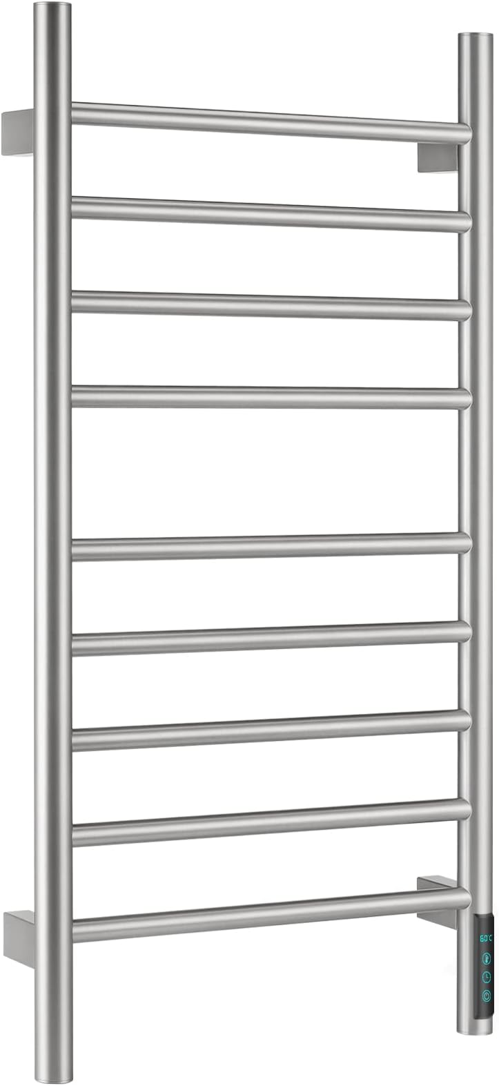 Heated Towel Warmer Bathroom Towel Rack Towel Warmer 9 Bars Design Wall Mounted Heated Towel Racks for Bathroom, SUS 304 Stainless Steel Hot Towel Rack with Timer