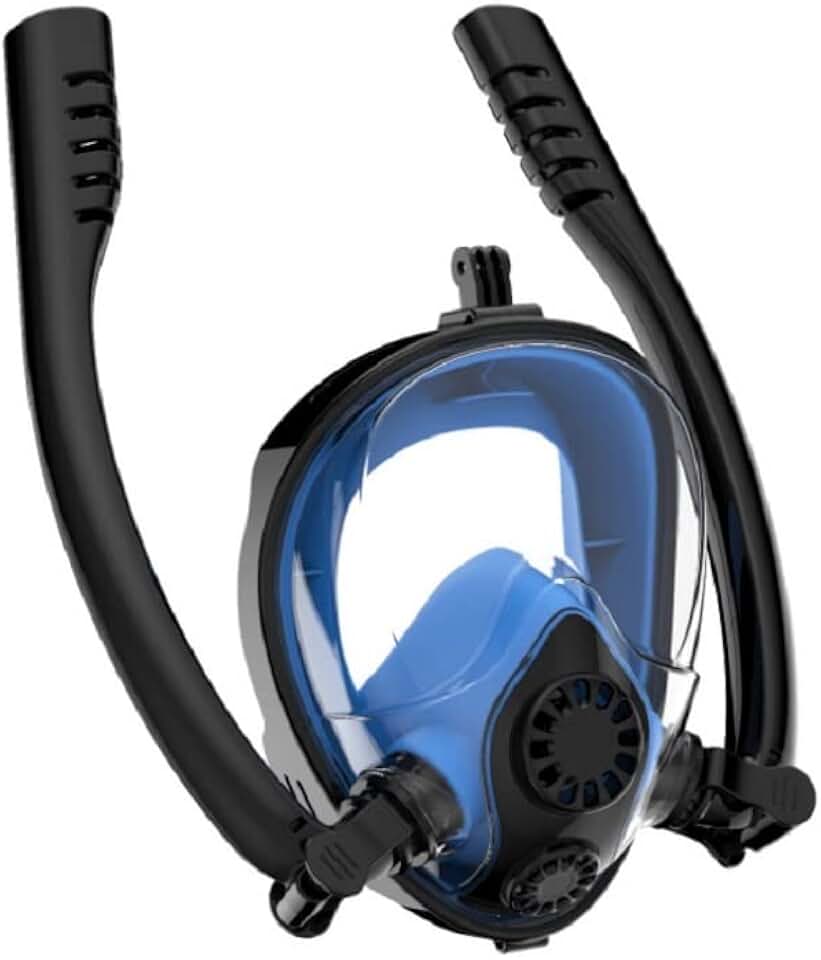 Double Tube Diving mask,Snorkeling Gear for Adults,Full Face Snorkel Mask-Snorkel Set,180 Panoramic View Anti-Fog Anti-Leak Snorkeling Mask,Very Suitable for Diving Enthusiasts