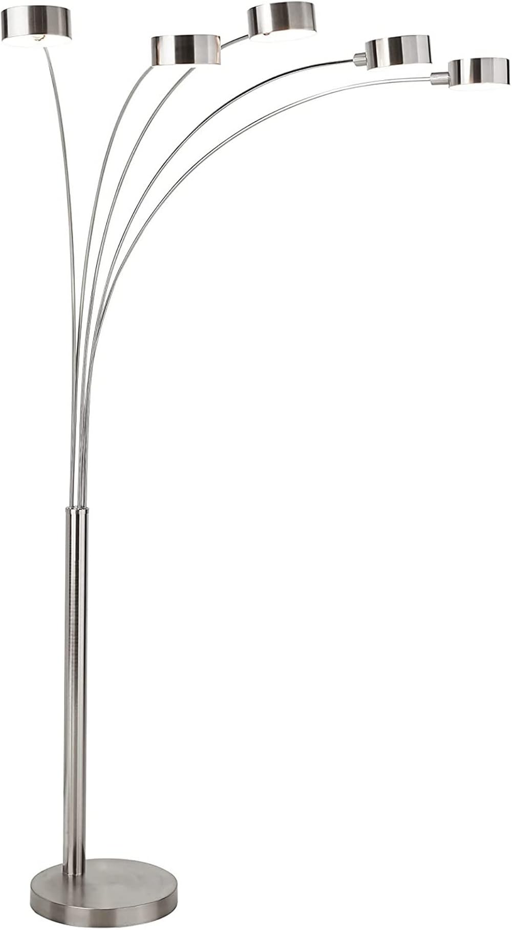 Artiva USA Micah - 5 Arc Floor Lamp w/Dimmer Switch, 360 Degree Rotatable Shades - Bright & Attractive, Brushed Steel