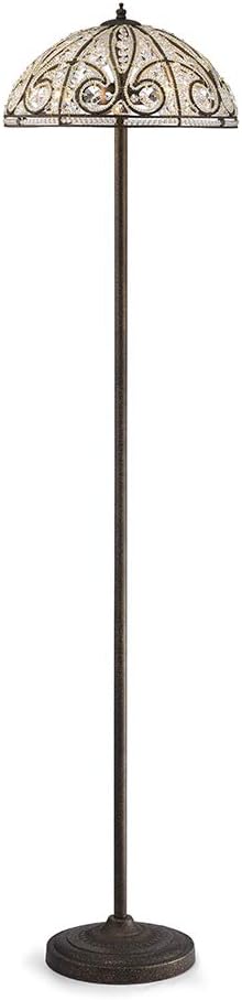 Warehouse of Tiffany FL7971 Pronima Aged Bronze Crystal Scroll 64-Inch Floor Lamp, Brown
